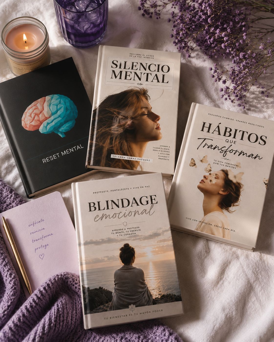 Colección de ebooks bonus: Reset Mental, Silencio Mental, Hábitos que Transforman y Blindaje Emocional